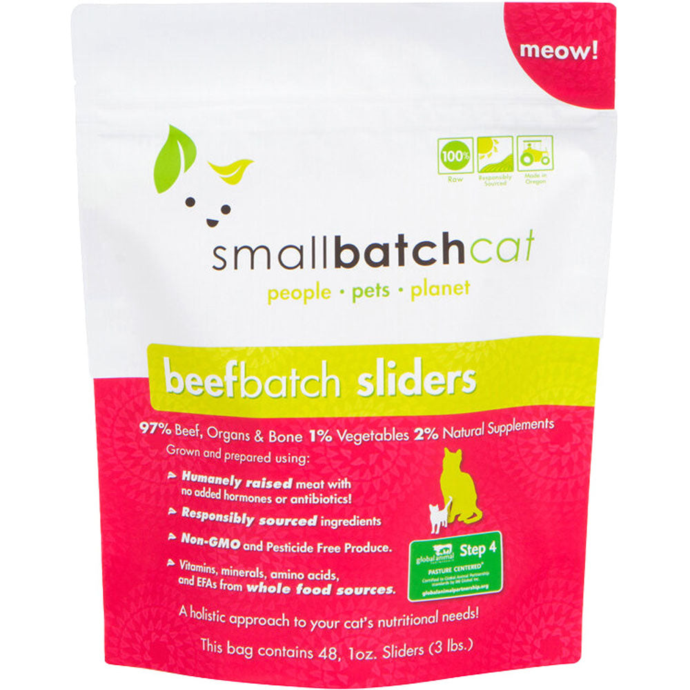 SMALL BATCH Frozen Beef Sliders for Cats, 1.36kg (3lb)