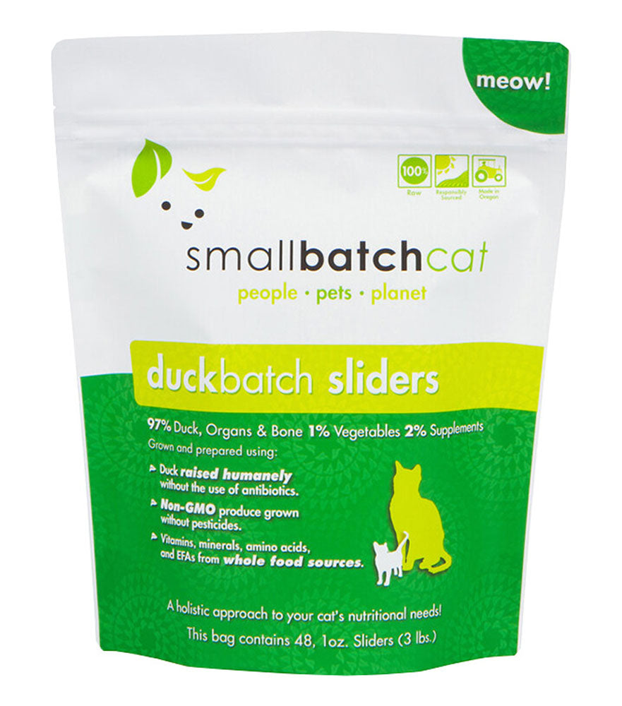 SMALL BATCH Frozen Duck Sliders for Cats, 1.36kg (3lb)