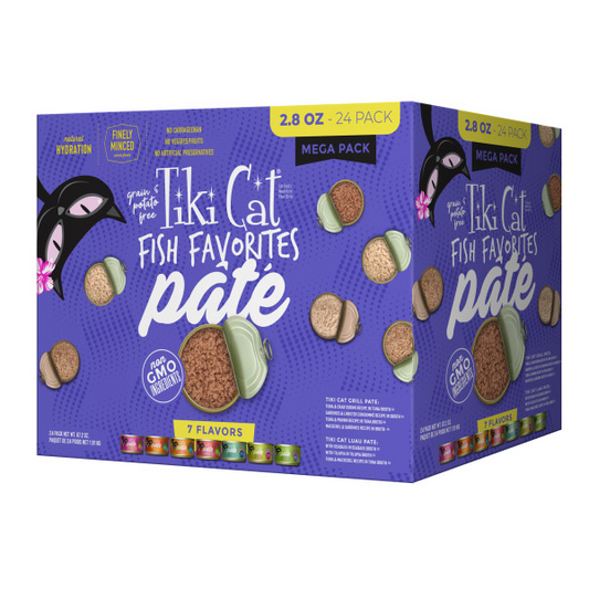 TIKI CAT Fish Favorites Pate Mega Pack 7-Flavor 24/2.8g