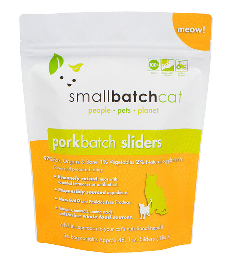 SMALL BATCH Frozen Pork Sliders for Cats 1.36kg (3lb)