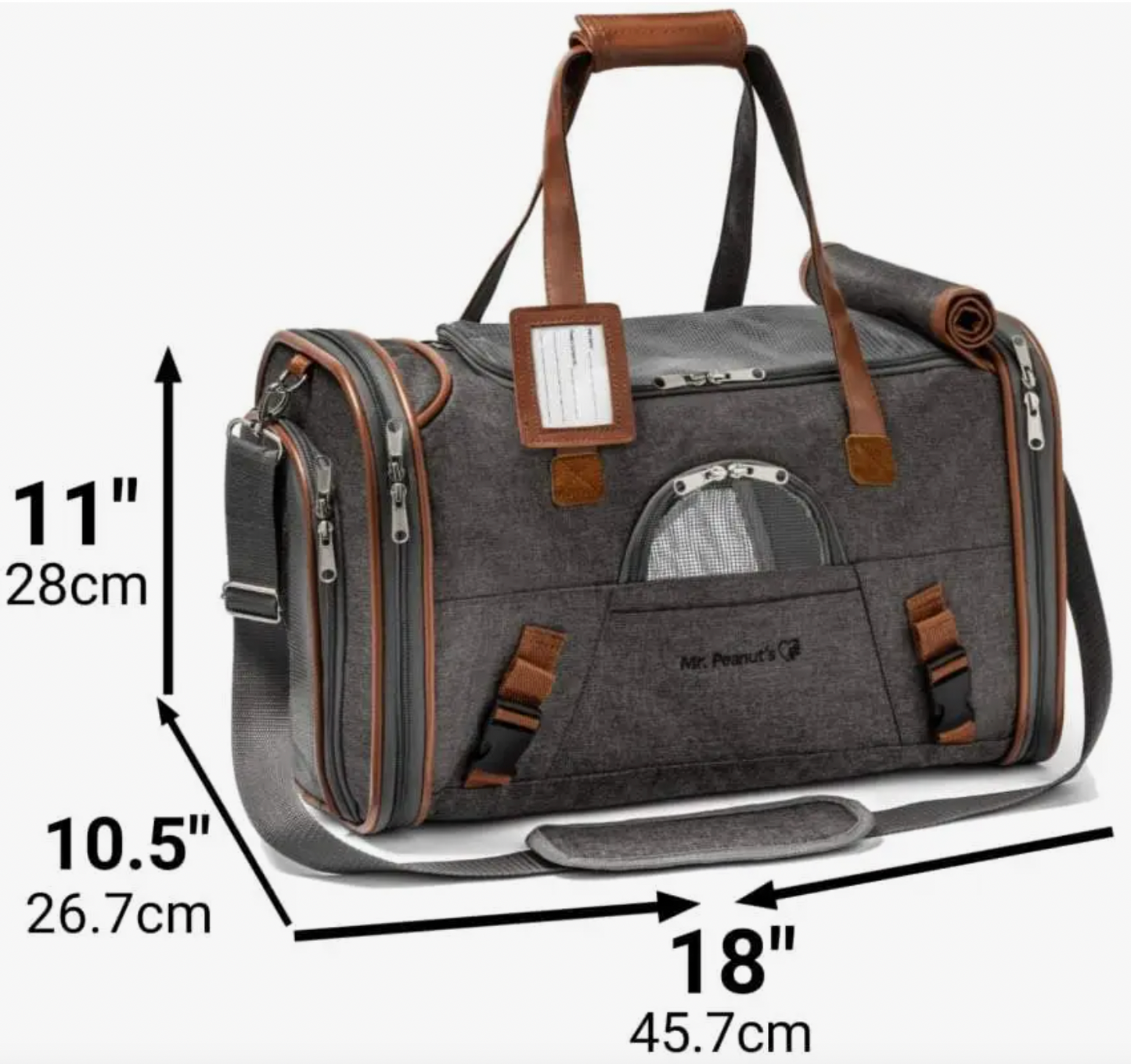 MR PEANUTS Gold Series Airline Capable Pet Carrier, Charcoal Ash