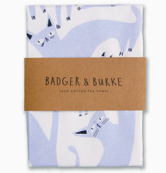 BADGER & BURKE Lavender Cats Tea Towel