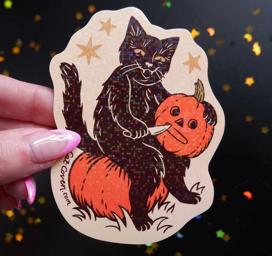 CAT COVEN Pumpkin Carver Glitter Sticker