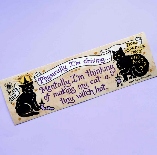 CAT COVEN Tiny Witch Hat Bumper Sticker