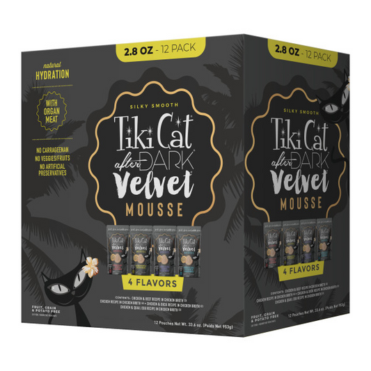TIKI CAT After Dark Velvet Mousse Variety Pack, 80g pouches (2.8oz)