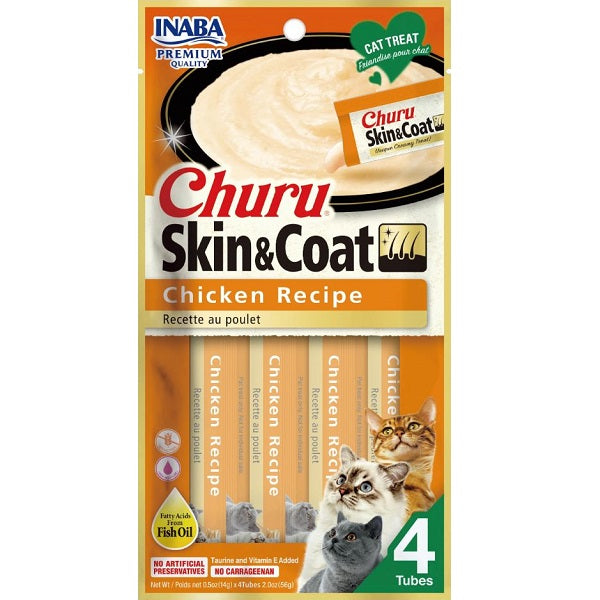 INABA Churu Puree  Skin & Coat 4pk, Chicken