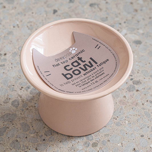 DEXYPAWS Flat Top Ceramic Bowl, Blush Pink
