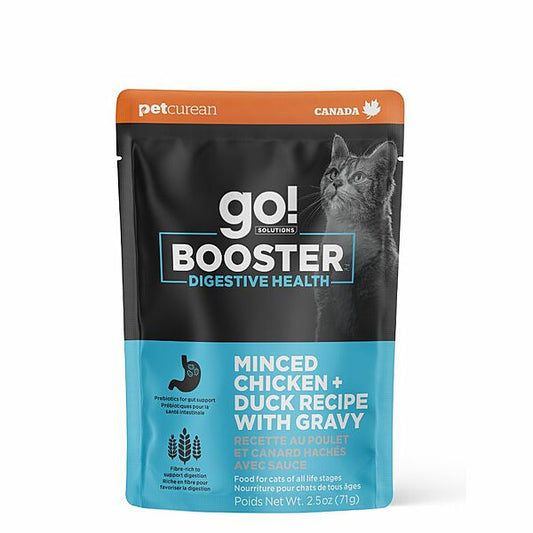 PETCUREAN GO! Booster Digestive Health Minced Chicken & Duck w/Gravy 71g (2.5oz)