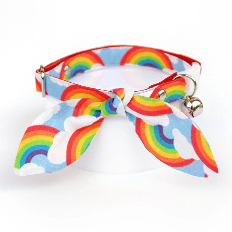 MADE BY CLEO Rainbow Magic Collar with Bunny Ear Bow