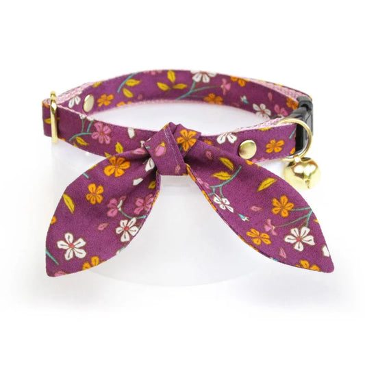 MADE BY CLEO Spiced Plum Collar with Bunny Ear Bow