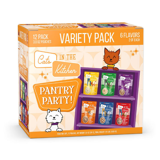 CATS IN THE KITCHEN Pantry Party Pouch Variety Pack, 12 x 85g (3oz)