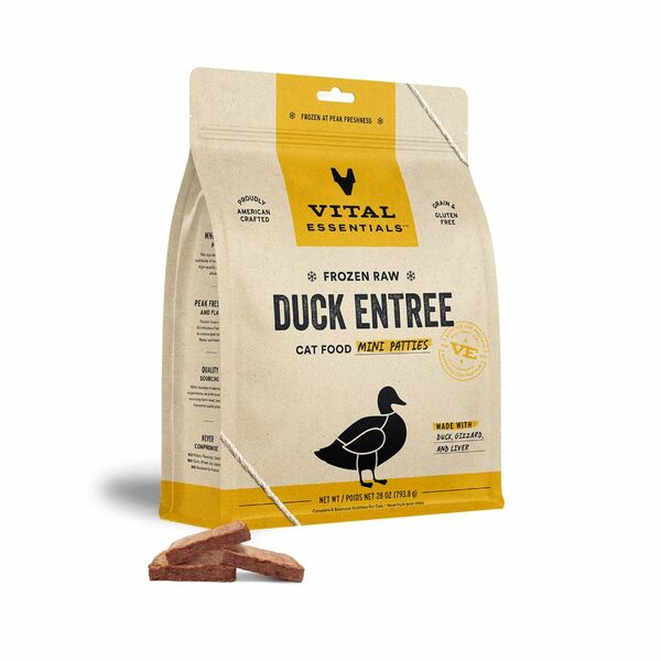 VITAL ESSENTIALS Frozen Raw Duck Mini Patties, 794g (28oz)