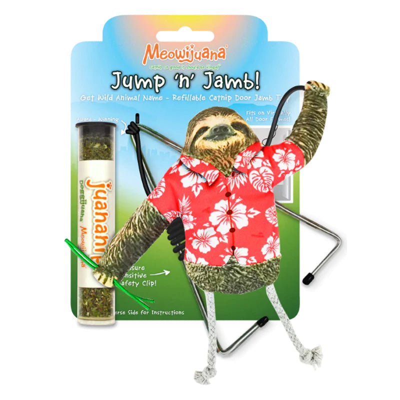 MEOWIJUANA Jump 'N Jamb Sloth Catnip Toy