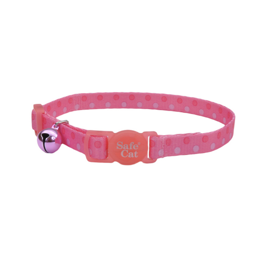 COASTAL SafeCAt FAshion Breakaway Collar 12", Pink Dots