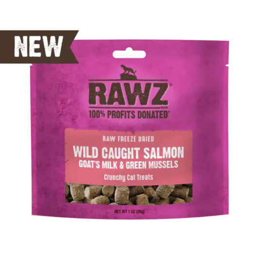 RAWZ Wild Caught Salmon w/Goat's Milk & Green Mussels Freeze Dried Treat, 28g (1oz)