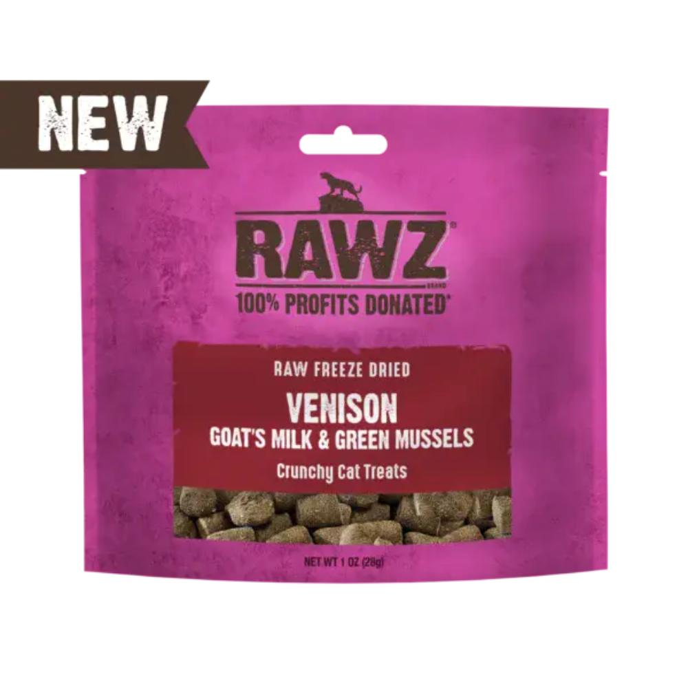 RAWZ Venison w/Goat's Milk & Green Mussels Freeze Dried Treat, 28g (1oz)