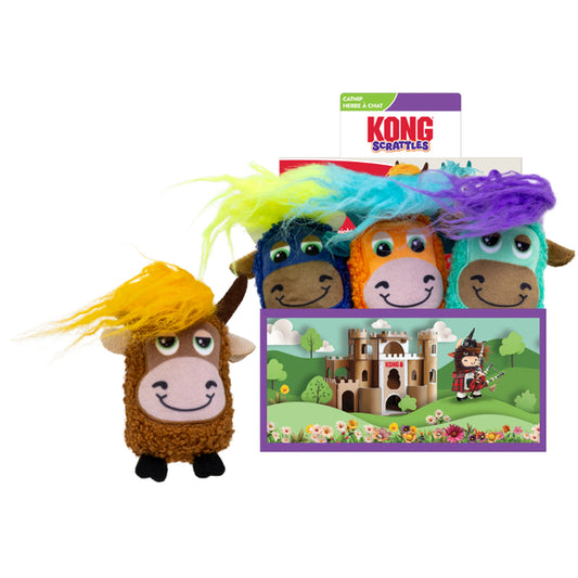 KONG Scrattles Highland Cow Catnip Crinkle/Rattle Toy, Assorted