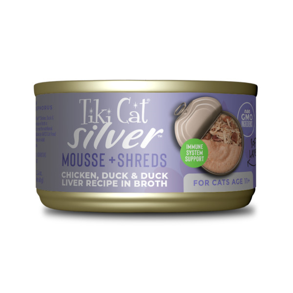 TIKI CAT Silver 11+ Chicken, Duck and Duck Liver in Broth, 63g (2.4oz)