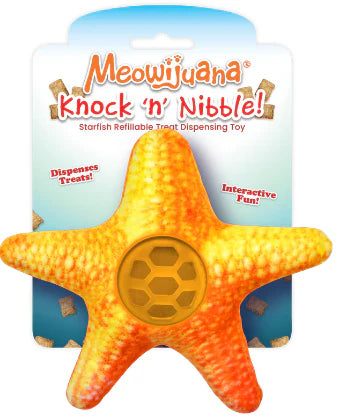 MEOWIJUANA Knock 'n' Nibble Refillable Starfish Treat Dispenser