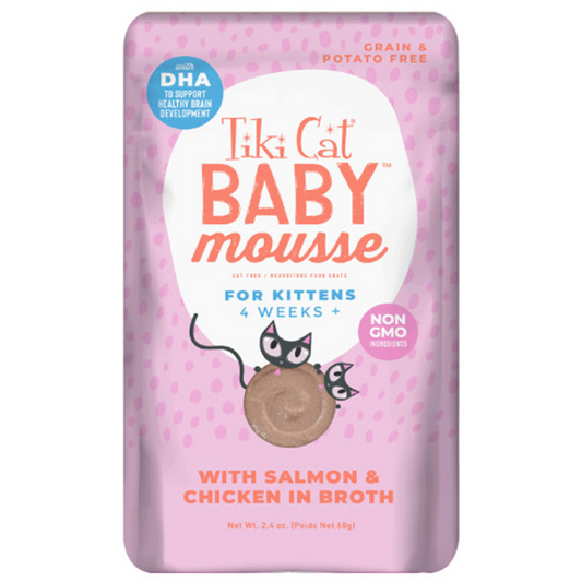 TIKI CAT BABY Velvet Mousse Kitten Salmon & Chicken in Broth, 68g (2.4oz)