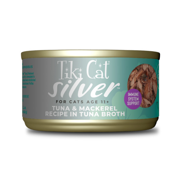 TIKI CAT Silver 11+ Tuna and Mackerel in Tuna Broth, 63g (2.4oz)