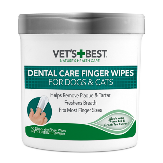 VET'S BEST Dental Care Finger Wipes, 50ct