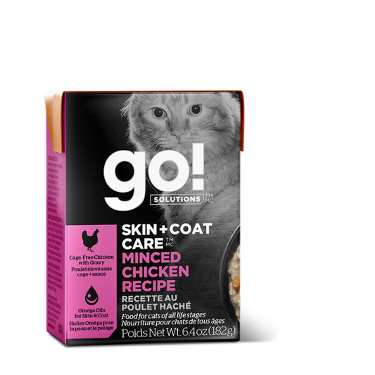 PETCUREAN GO! SOLUTIONS Skin and Coat Care: Minced Chicken with Grains Tetra, 182g (6.4oz)