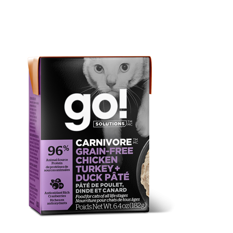 PETCUREAN GO! SOLUTIONS Carnivore: Chicken, Turkey and Duck Pâté Tetra, 182g (6.4oz)