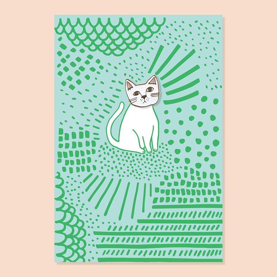 THE GOOD TWIN Kit Cat Pin + Postcard