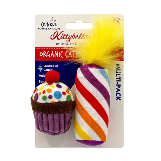 HUXLEY & KENT Kittybelles Mewow Cupcake & Candle 2pk Catnip Toys