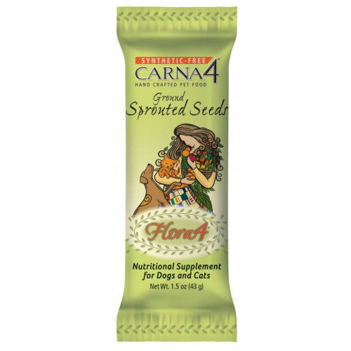 CARNA4 Flora 4 Ground Sprouted Seed Nutritional Supplement Food Topper, 43g
