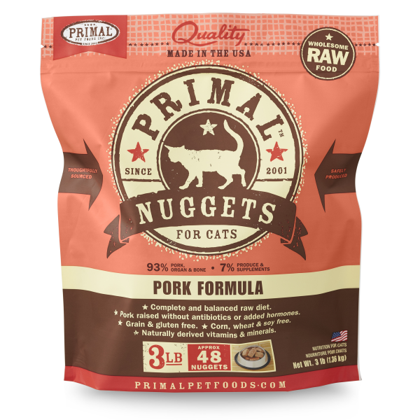 PRIMAL Frozen Raw Pork Nuggets, 3lbs