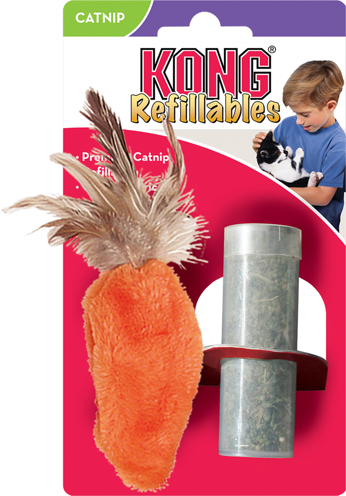 KONG Refillable Catnip Feather Top Carrot