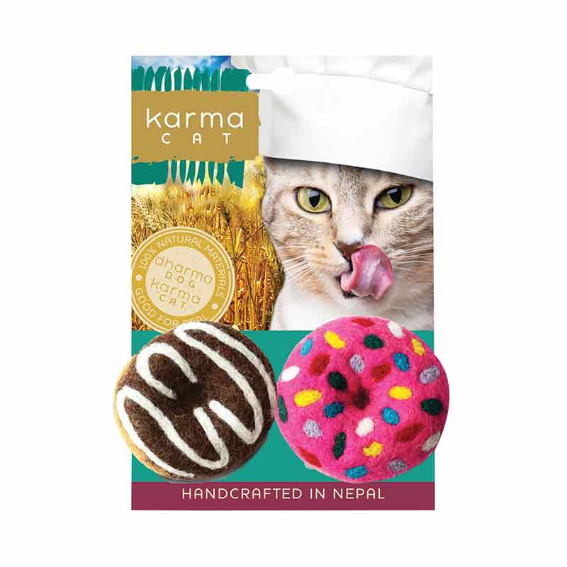 KARMA CAT Felted Wool Donuts Toy, 2pk