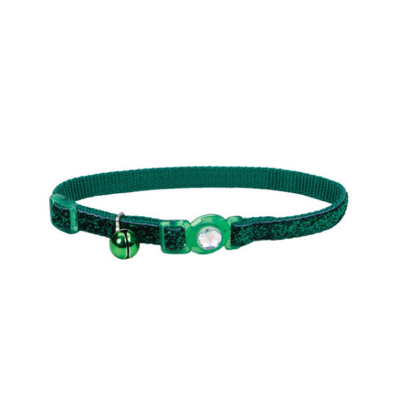 COASTAL SafeCat Jewel Buckle Adjustable Breakaway Collar w/Glitter Green