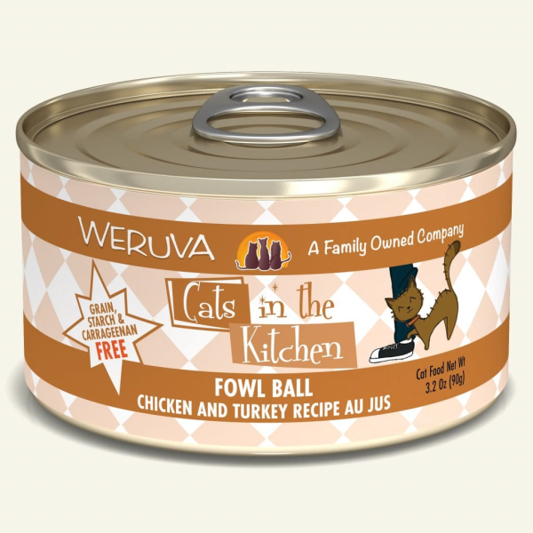 CATS IN THE KITCHEN Fowl Ball Chicken and Turkey Au Jus, 90g (3.2oz)