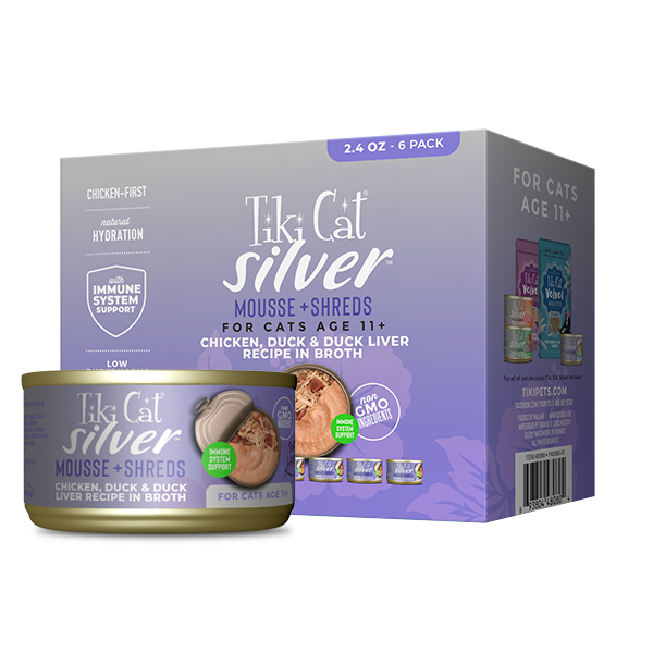 TIKI CAT Silver 11+ Chicken, Duck and Duck Liver in Broth, 63g (2.4oz)