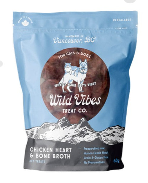 WILD VIBES Chicken Heart and Bone Broth Treats, 55g