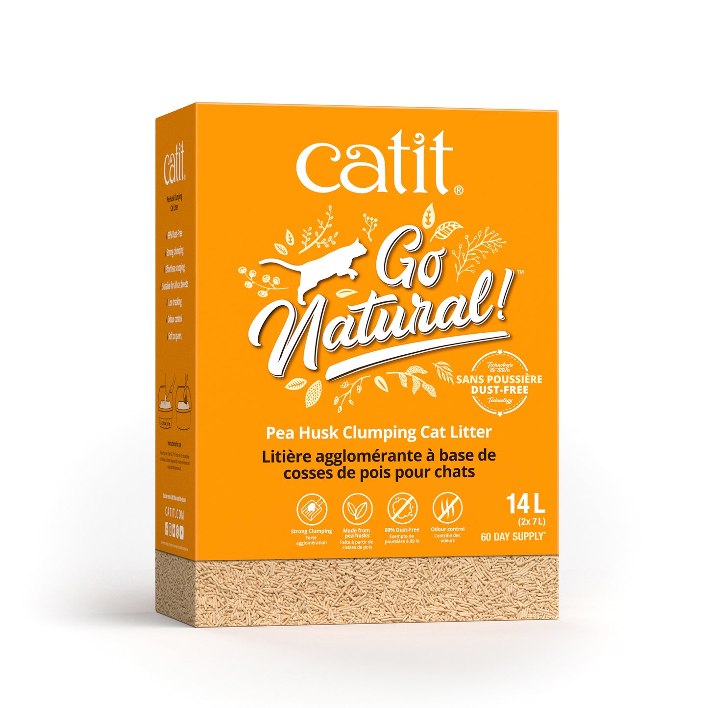 CATIT Go Natural! Pea Husk Clumping Cat Litter, Vanilla, 14 L box