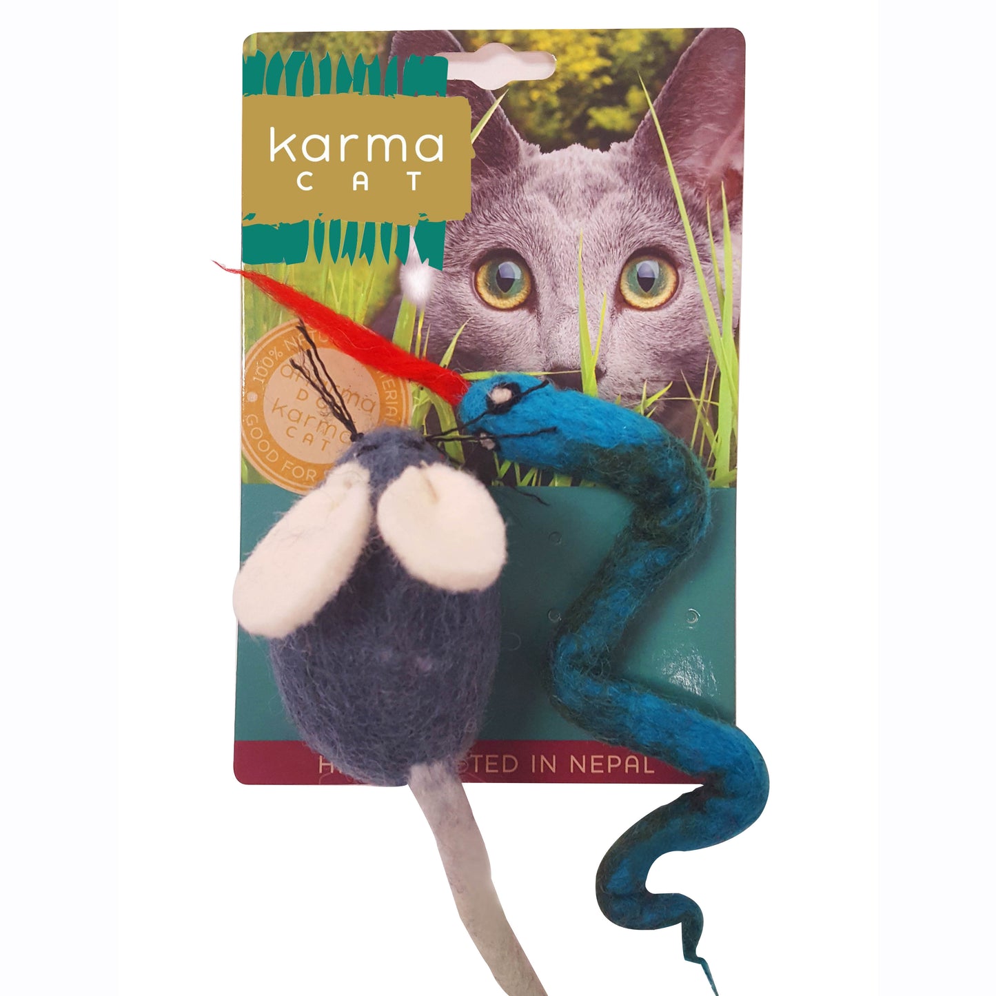 KARMA CAT Felted Wool Mouse & Snake Toy