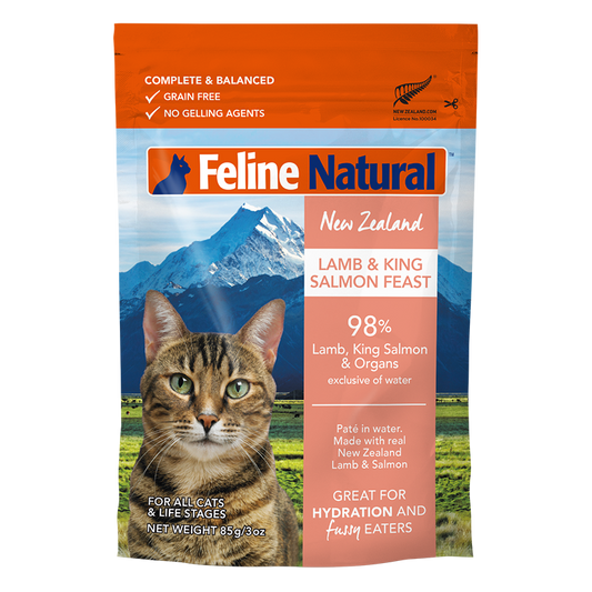 FELINE NATURAL New Zealand Lamb and King Salmon Feast Pouch, 85g (3oz)