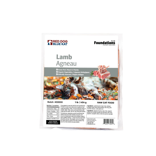 RED DOG BLUE KAT Foundations Lamb Recipe for Cats, 4 x 1/4lb