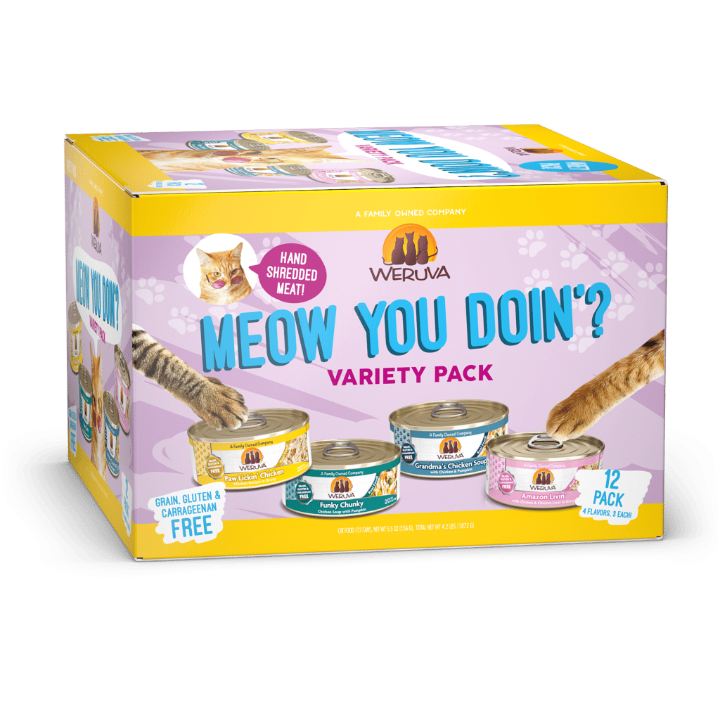 WERUVA Meow You Doin Variety Pack 12 X 156g 5.5oz Happy Cat