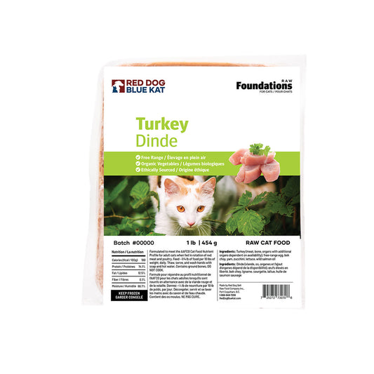 RED DOG BLUE KAT Foundations Turkey Recipe for Cats, 4 x 1/4lb