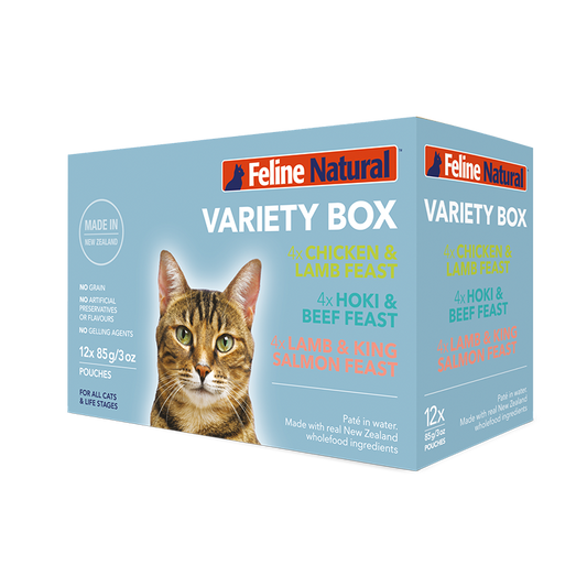 FELINE NATURAL New Zealand Pouch Variety Pack, 12 x 85g (3oz)