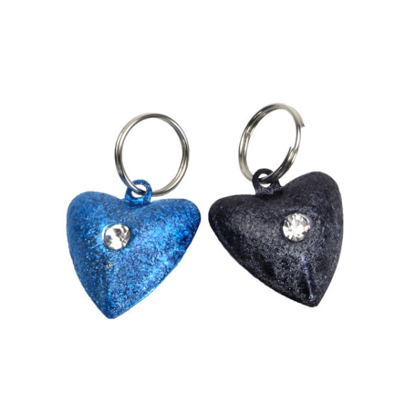 COASTAL Sparkly Heart Bell 2pk, Blue & Grey
