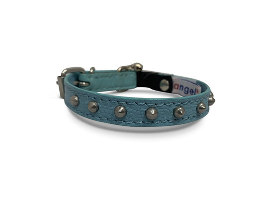 ANGEL Studded Leather Collar Baby Blue, 12"