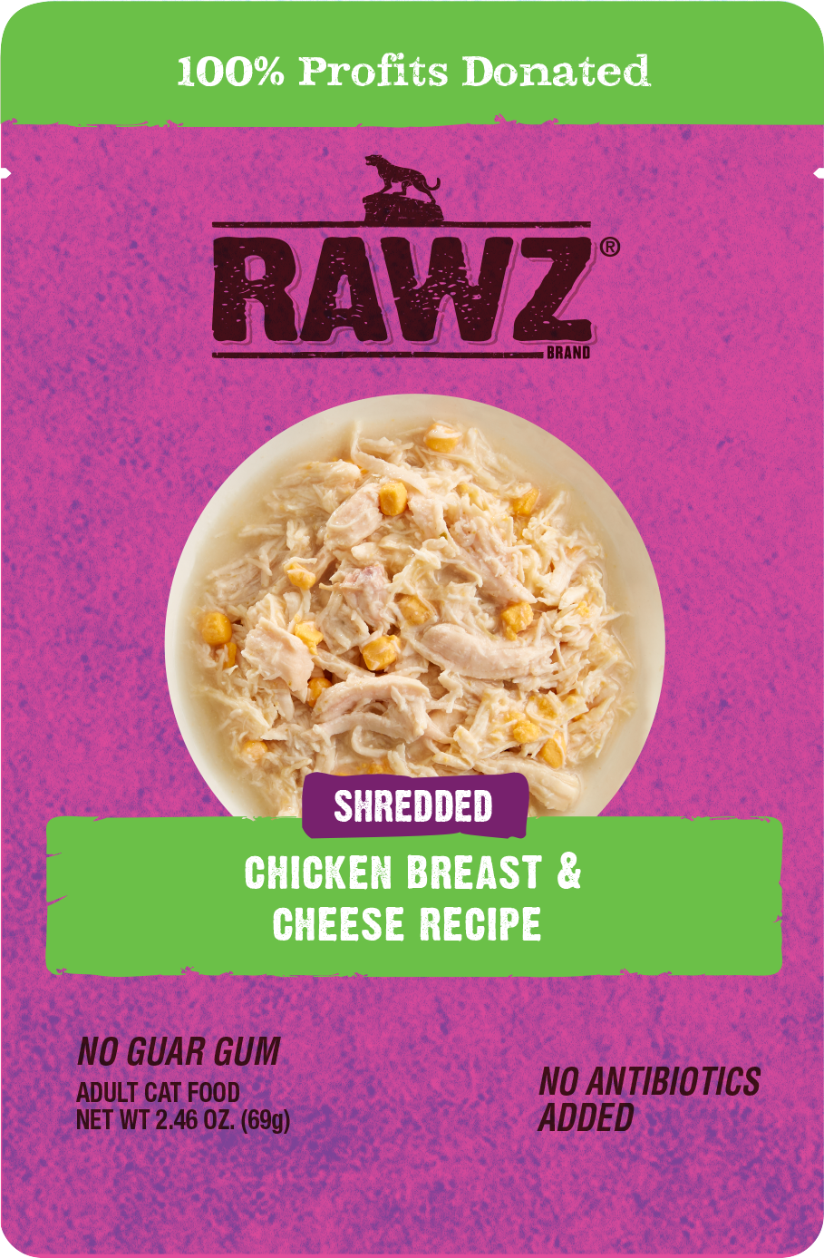 RAWZ Shredded: Chicken Breast and Cheese Pouch, 69g (2.4oz)
