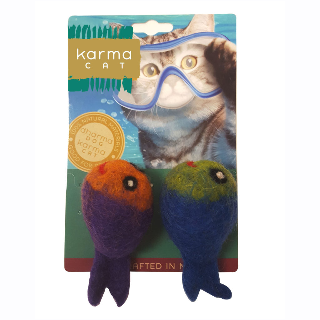 KARMA CAT Felted Wool Fish Toy, 2pk