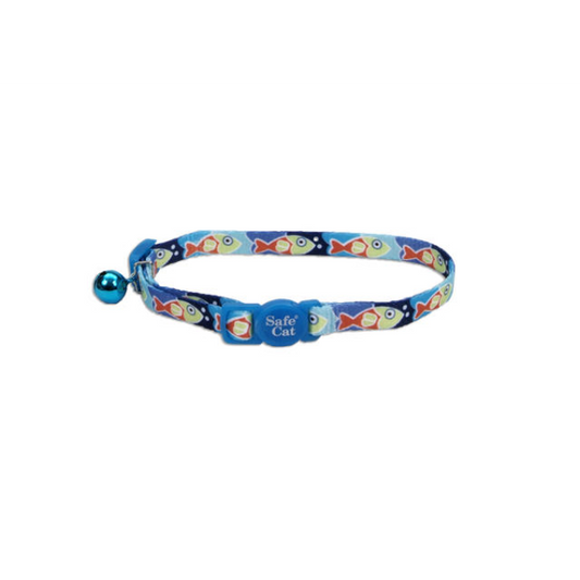 COASTAL Safecat Fashion Breakaway Collar 12", Fish Blue